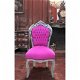 Barok stoelen model venetie zilver verguld bekleed met fuchsia bekleding - 1 - Thumbnail