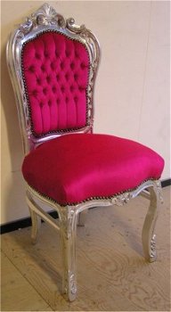Barok stoelen model venetie zilver verguld bekleed met fuchsia bekleding - 2