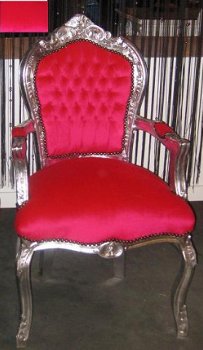 Barok stoelen model venetie zilver verguld bekleed met fuchsia bekleding - 5