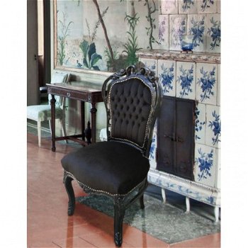 Barok stoelen model Rome zwart verguld bekleed met zwarte bekleding collectie chique - 1