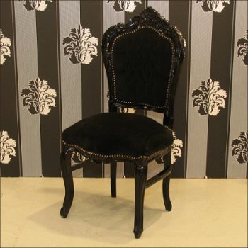 Barok stoelen model Rome zwart verguld bekleed met zwarte bekleding collectie chique - 3