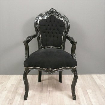 Barok stoelen model Rome zwart verguld bekleed met zwarte bekleding collectie chique - 5