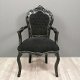 Barok stoelen model Rome zwart verguld bekleed met zwarte bekleding collectie chique - 5 - Thumbnail