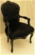 Barok stoelen model Rome zwart verguld bekleed met zwarte bekleding collectie chique - 7 - Thumbnail