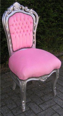 stoelen model venetie zilver verguld bekleed met roze bekleding