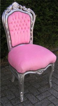 Barok stoelen model venetie zilver verguld bekleed met roze bekleding - 2