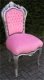 Barok stoelen model venetie zilver verguld bekleed met roze bekleding - 2 - Thumbnail