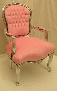 Barok stoelen model venetie zilver verguld bekleed met roze bekleding - 3