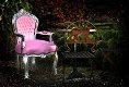 Barok stoelen model venetie zilver verguld bekleed met roze bekleding - 5 - Thumbnail