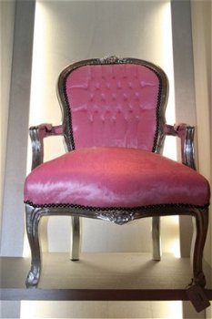 Barok stoelen model venetie zilver verguld bekleed met roze bekleding - 6