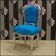 Barok stoelen model venetie zilver verguld bekleed met zee blauwe bekleding - 7 - Thumbnail