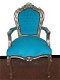 Barok stoelen model venetie zilver verguld bekleed met zee blauwe bekleding - 8 - Thumbnail