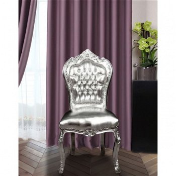 Barok stoelen model zilver verguld bekleed met zilver lederlook - 1