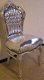 Barok stoelen model zilver verguld bekleed met zilver lederlook - 3 - Thumbnail