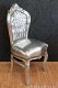 Barok stoelen model zilver verguld bekleed met zilver lederlook - 6 - Thumbnail