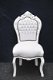 Barok stoelen romantica wit verguld bekleed met wit leder look - 2 - Thumbnail