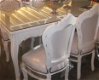 Barok stoelen romantica wit verguld bekleed met wit leder look - 4 - Thumbnail