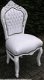 Barok stoelen romantica wit verguld bekleed met wit leder look - 5 - Thumbnail