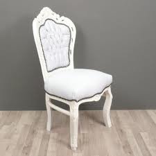 Barok stoelen romantica wit verguld bekleed met wit leder look - 6