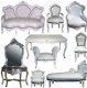 Barok stoelen romantica wit verguld bekleed met wit leder look - 8 - Thumbnail
