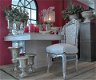 Barok stoelen romantica zilver verguld bekleed met wit leder look - 1 - Thumbnail