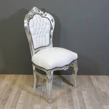 Barok stoelen romantica zilver verguld bekleed met wit leder look - 5