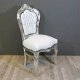 Barok stoelen romantica zilver verguld bekleed met wit leder look - 5 - Thumbnail