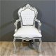 Barok stoelen romantica zilver verguld bekleed met wit leder look - 7 - Thumbnail