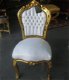Barok stoelen romantica goud verguld bekleed met wit leder look - 2 - Thumbnail