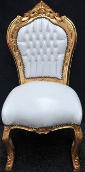 Barok stoelen romantica goud verguld bekleed met wit leder look - 5