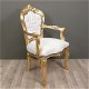Barok stoelen romantica goud verguld bekleed met wit leder look - 6 - Thumbnail
