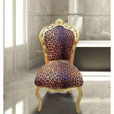 Barok stoelen  goud verguld  bekleed met leopard look