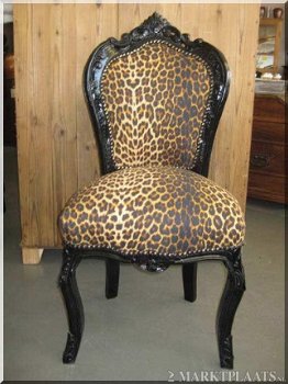 Barok stoelen goud verguld bekleed met leopard look - 2