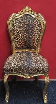 Barok stoelen goud verguld bekleed met leopard look - 3