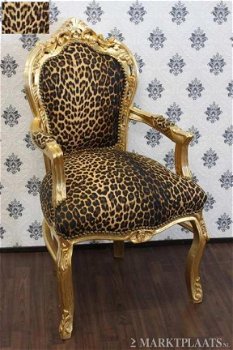 Barok stoelen goud verguld bekleed met leopard look - 4