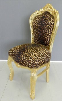 Barok stoelen goud verguld bekleed met leopard look - 6