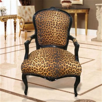 Barok stoelen goud verguld bekleed met leopard look - 8