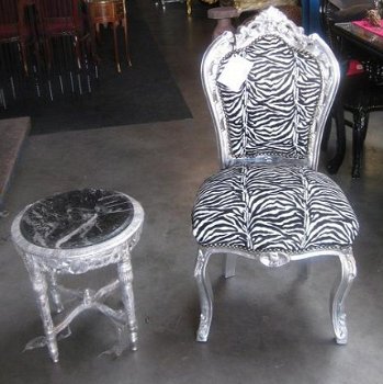 Barok stoelen zilver verguld bekleed met zebra print collectie jungle look - 1
