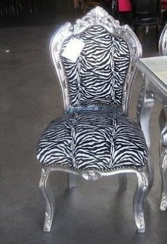 Barok stoelen zilver verguld bekleed met zebra print collectie jungle look - 2