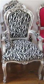 Barok stoelen zilver verguld bekleed met zebra print collectie jungle look - 3