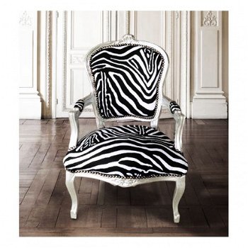 Barok stoelen zilver verguld bekleed met zebra print collectie jungle look - 5