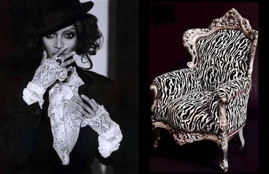 Barok stoelen zilver verguld bekleed met zebra print collectie jungle look - 6
