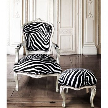 Barok stoelen zilver verguld bekleed met zebra print collectie jungle look - 7