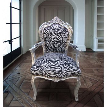 Barok stoelen zilver verguld bekleed met zebra print collectie jungle look - 8