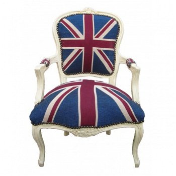 Barok fauteuil zilver goud of hout verguld bekleed met Engelse vlag - 4