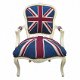 Barok fauteuil zilver goud of hout verguld bekleed met Engelse vlag - 4 - Thumbnail