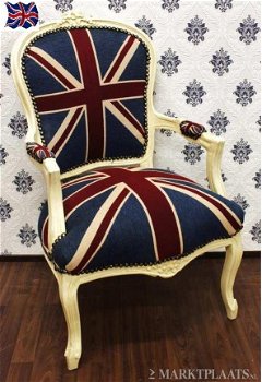 Barok fauteuil zilver goud of hout verguld bekleed met Engelse vlag - 5