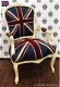Barok fauteuil zilver goud of hout verguld bekleed met Engelse vlag - 5 - Thumbnail