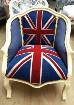 Barok fauteuil zilver goud of hout verguld bekleed met Engelse vlag - 7