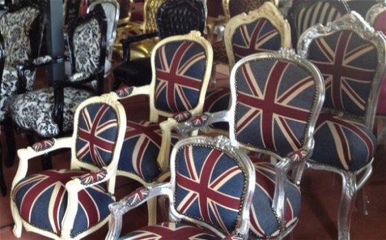 Barok fauteuil zilver goud of hout verguld bekleed met Engelse vlag - 8